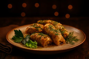 Голубцы с грибами, отварные