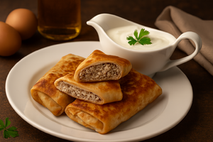 Блины с мясом (свинина) (обжаренные)